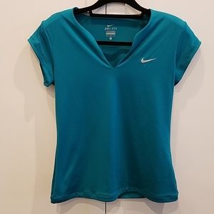 Nike Dri-Fit V-Neck Womans Teal Top (Large)